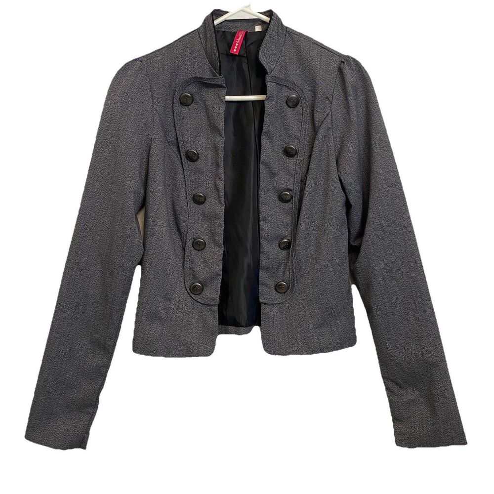 VTG Heart Soul Military Blazer Jacket Sz S Gray Marching Band Steampunk Y2K MCR